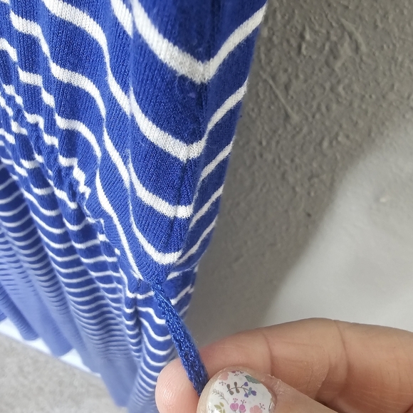 Merona Dress‎ Size XL Blue White Striped Tee Shirt Elastic Waist Midi Casual - Picture 8 of 10